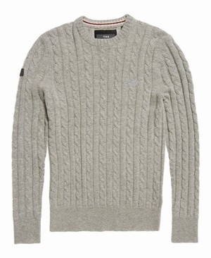 Superdry Harlo Cable Crew Neck Férfi Ugró Szürke | ENKJI0952